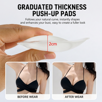 Inserts de soutien-gorge push-up en silicone, coussinets triangulaires pour le lifting des seins, épaisseur graduée 2 cm, rehausseur invisible pour poitrines petites à généreuses