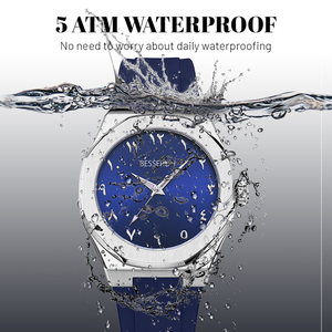 ساعة يد فاخرة للرجال مقاومة للماء حتى 5 ضغط جوي مع شعار مخصص وعرض حزام 20 ملم وقطر قرص 42 ملم ساعة كلاسيكية من السيليكون - Product Image 4