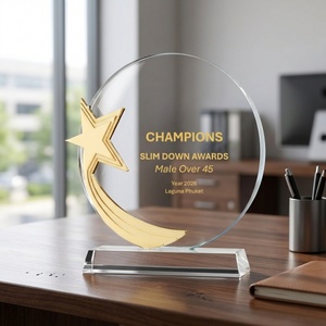 Trophée en cristal - Verre taillé de qualité supérieure avec accents métalliques - Décoration de bureau élégante, récompense de reconnaissance, <span class=keywords><strong>design</strong></span> moderne - Product Image 5