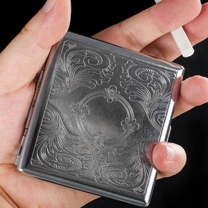 KY Caja de almacenamiento creativa de moda Paquete de 20 Caja de cigarrillos grabada en relieve delgada de <span class=keywords><strong>metal</strong></span> con clip - Product Image 4