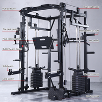 Máquina Smith Multifuncional Comercial FRS con Rack de Potencia, Doble Torre de Pesas, Sistema de Prensa de Piernas para Gimnasio en Casa, Entrenador Funcional 800KG
