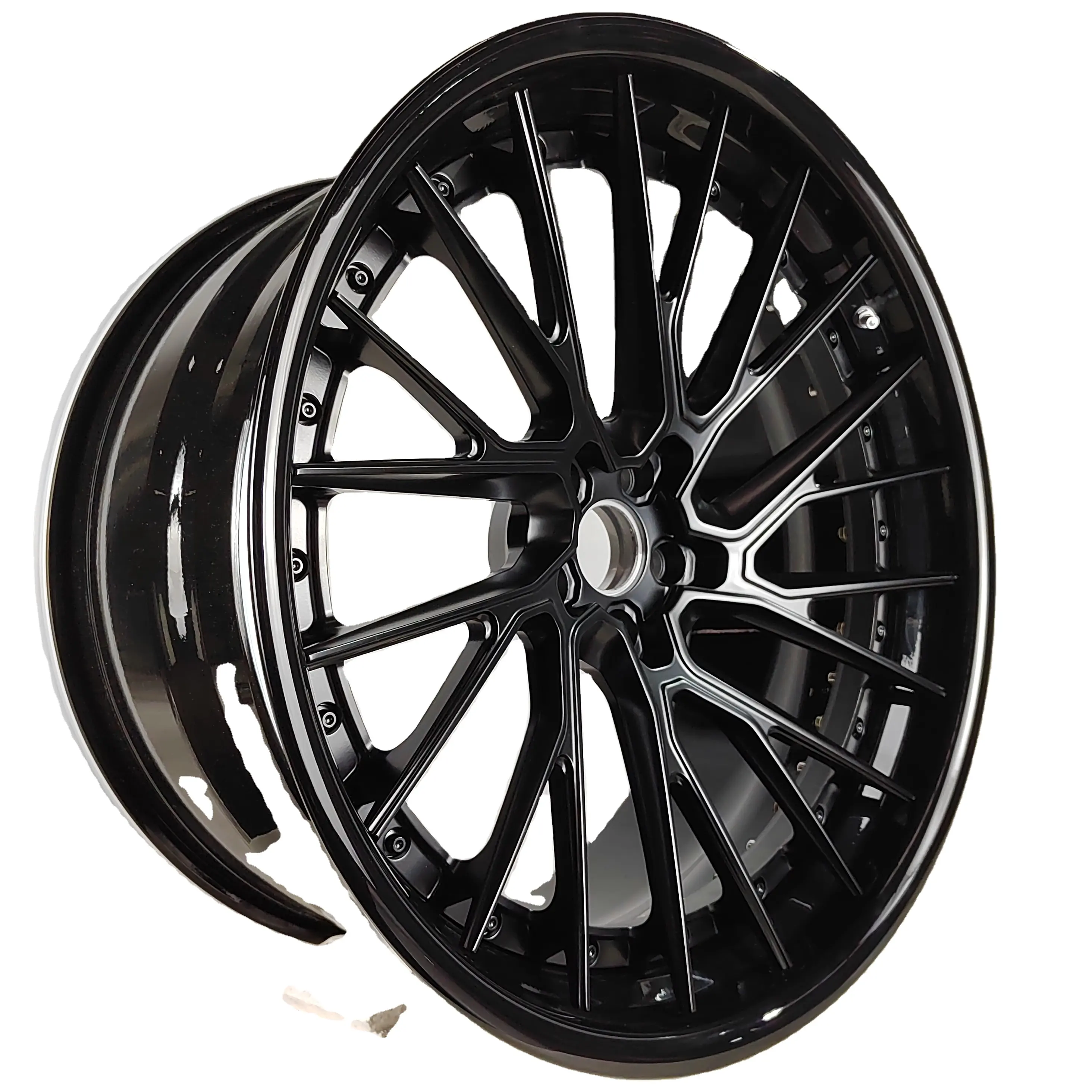 Gloss Black 22*11 rolled step lip biggest concave center hang on step 3 pcs forged wheel