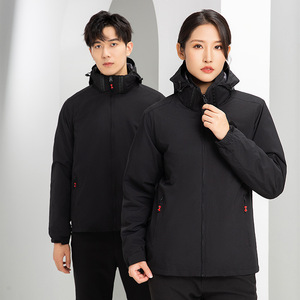 Куртка-бомбер унисекс с капюшоном на молнии, из полиэфирного волокна, ODM, съемная, 3-в-1, уличная одежда, со светоотражающими полосами - Product Image 1