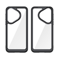 Coque de téléphone portable transparente de luxe en PC et TPU anti-chute avec fonction antichoc pour Huawei Pura 70, Honor et iPhone