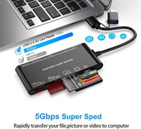 Lector de Tarjetas de Memoria Multifuncional 7 en 1 - Lector de Tarjetas USB C, Lightning, USB 3.0 para Tarjetas TF y CF, Adaptador para Teléfono