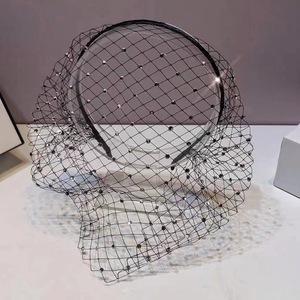 British Country Boutique Autumn <span class=keywords><strong>Civil</strong></span> Court Wedding Ceremony Head Band Birdcage White Black Face Veil <span class=keywords><strong>para</strong></span> Christ Church Bride - Product Image 2
