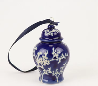 Décoration de Noël JD-05, boule en porcelaine bleue et blanche faite à la main en Chine, ornement pour arbre de Noël