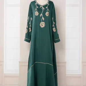 Pocket fashionable embellished morocco style luxury robe abay for women muslimah dubai dress long sleeve