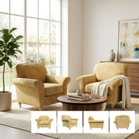 Fauteuil d'appoint moderne et luxueux, durable, avec pieds en bois massif et revêtement en coton, pour salon, chambre, appartement, hôtel