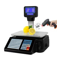Timbangan Kasir Digital LCD TMA 30kg 15kg Pencetak Label Barcode dan Struk Supermarket ABS OEM 10g