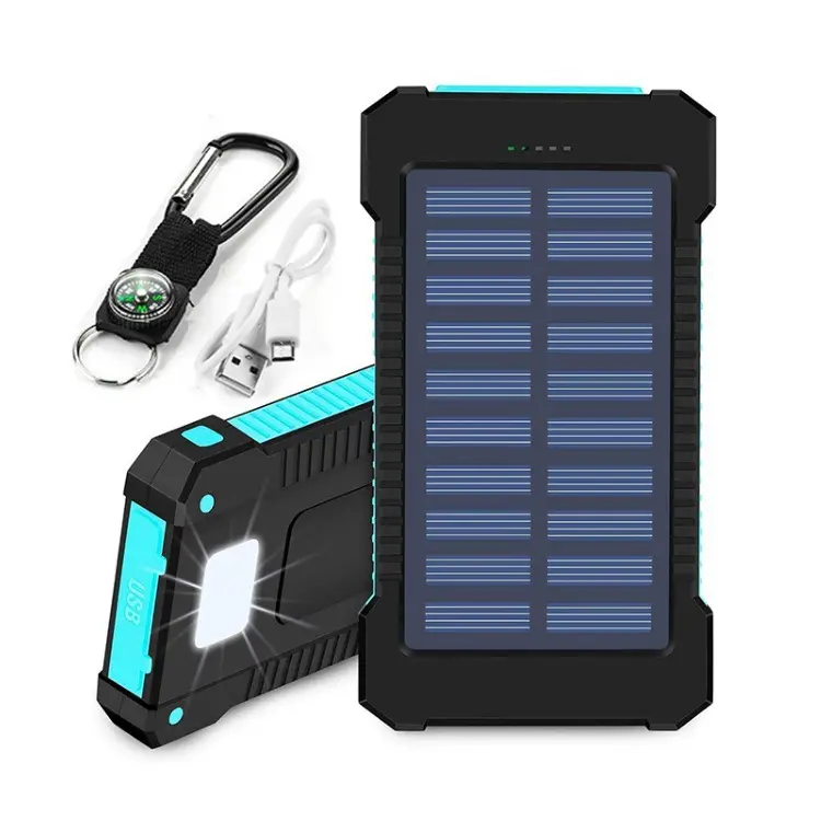 Haute qualité étanche 10000 mah panneau solaire Powerbanks chargeur de téléphone à charge rapide 10000 mAh Portable batterie externe solaire