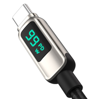 Câble de charge rapide de haute qualité PD 100W câble de données en alliage de zinc de type C à type C avec affichage numérique Support pour téléphone portable