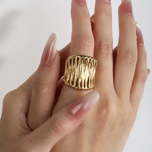 Anillos Apilables de Acero Inoxidable con Baño de Oro de 18K al por Mayor, Anillos Apilables de Acero Inoxidable Personalizados OEM para Mujer, Resistentes al Deslustre y al Agua - Product Image 1