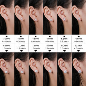 Boucles d'Oreilles Clous de Joaillerie Fine de Luxe pour Hommes, en <span class=keywords><strong>Argent</strong></span> Sterling <span class=keywords><strong>925</strong></span> Plaqué Or, Fermoir à Vis, Ornées de Diamants Moissanite VVS Givrés et Halo - Product Image 3