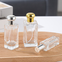 Botol Parfum Kaca Transparan Persegi Premium 50ml Grosir, Botol Kosong Semprot Tekan untuk Isi Ulang Kosmetik Wewangian Mewah