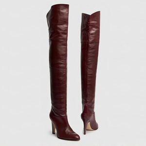 Big Size 46 Women Winter Western Over-the-Knee High Boots <b>Round</b> <b>Toe</b> Knight Booties Chunky <b>Heels</b> Back V-shaped Wide Fit Shoes - Product Image 6