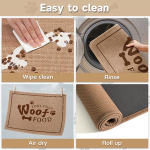 Tapis d'alimentation pour animaux de compagnie, rectangulaire, 35x50cm, en matériaux mélangés, lavable, tapis pour nourriture pour chien, antidérapant, absorbant, tapis d'entraînement - Product Image 2