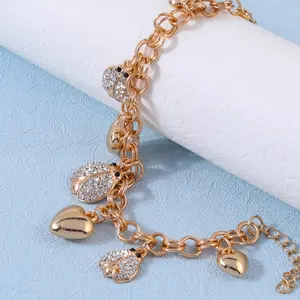 Obei женские модные ювелирные изделия романтическое сердце Леди Жук очаровательные крупные цепи браслет для девочек подарок