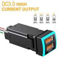 Prise de chargeur de voiture QC3.0 Double USB Nouveaux modèles Écran Led Adaptateur de chargeur de voiture USB pour Toyota Nouveaux modèles d'arrivée (22*22mm)