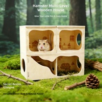 Rumah Terowongan Pengamatan Kayu yang Dapat Dilepas untuk Hamster, Dekorasi Kandang, Mainan untuk Hamster Suriah Grosir
