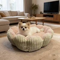 Coussins de luxe modernes pour animaux de compagnie, motif dessin animé, lits ovales pour chats et chiens, écologiques, portables, emballage carton, vente en gros