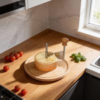 Vente en gros de trancheuse à fromage et à pépites de chocolat manuelle rotative de haute qualité pour la maison, avec planche en bois