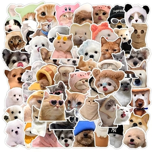 Niedliche Tier-<span class=keywords><strong>Meme</strong></span>-Aufkleber |   Verspielte Katzen & Hunde mit Kostümen, ideal für Tagebücher & Partygeschenke - Product Image 2
