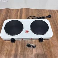 Plaque de cuisson électrique double brûleur 2000W, plaque chauffante portable de comptoir avec contrôle de température indépendant pour la cuisine à domicile, le camping-car et le camping