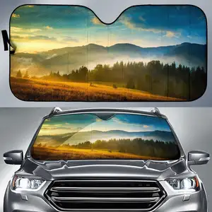 Landscape of Mountains Front Windshield Shade DIY Design Car Sun Shade Extra Large Auto shade for Windshields UV Heat Durable