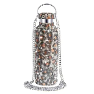 New Arrivals Bling Water Bottle 500ml Diamond Double Wall Stainless Steel Insulated Water Bottle