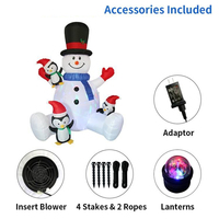 Bonhomme de neige gonflable avec pingouins, décoration lumineuse pour événements de Noël en plein air