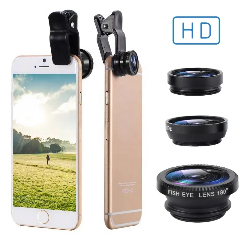 Wholesale 3 in 1 Camera Lens Kit Fisheye 0.67x Wide Angle Zoom Lens mobile phone lens 6x Macro For Phone