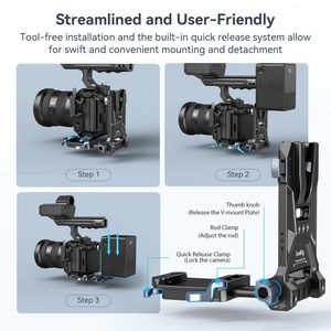 แผ่นยึดแบตเตอรี่แบบ V-Mount รุ่น 4505 สำหรับ /GH6/<span class=keywords><strong>GH5</strong></span>/<span class=keywords><strong>LUMIX</strong></span> DSLR พร้อมขาตั้งกล้องแบบพับได้ มีรูเกลียวขนาด 1/4"-20 และ 3/8"-16 - Product Image 4