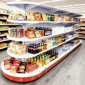 Estante cuadrado de doble cara para góndola, estante para supermercado, exhibición comercial recubierta de polvo epoxi para trabajo ligero - Product Image 3