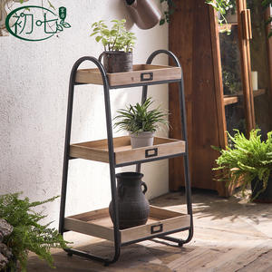 Modern Minimalist <b>Ladder</b> <b>Shelf</b> Black Wood Frame 3 Tier Storage Rack For Balcony <b>Garden</b> Living Room Eco Friendly - Product Image 3