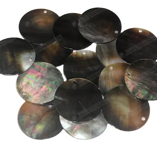 40mm Black mother of pearl round discs for jewelry making