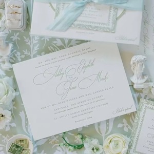 Invitations de mariage de luxe personnalisées, dorées à chaud, avec enveloppes et RSVP - Product Image 5