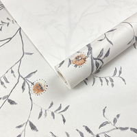 Papier peint non tissé de style européen avec motifs floraux, branches, feuilles et fleurs éclaboussées d'encre, anti-moisissure, pour salon et chambre à coucher