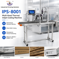 Impresora de Inyección de Tinta TIJ Multi-Head IPS-8001 CE, Máquina de Codificación de Códigos de Barras por Inyección Térmica de 208 m/min para Línea de Empaquetado