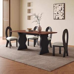 Mesa de Comedor de Madera Maciza de Estilo Vintage, Rectangular, Muebles Multiusos para Sala de Estar - Product Image 2