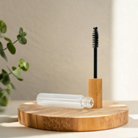 Tube de mascara avec capuchon en bambou naturel, idéal pour les maquilleurs professionnels, les salons de beauté et les événements festifs
