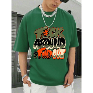 T-shirt Casual <span class=keywords><strong>da</strong></span> Uomo, Stampa Graffiti Arancione e Verde, Unisex, Traspirante, Stile Harajuku, Cotone 300g Dobby, per Tutte le Stagioni - Product Image 6
