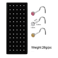 Factory Direct Supply Boxes Stainless Steel L-shaped Nose Studs 1.5/2.0/2.5 Zircon-inlaid Curved Bar Unisex Piercing Jewelry