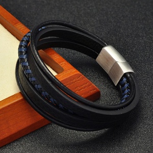 Wholesale Multi-layer Braided Rope <b>Bracelet</b> Magnetic Buckle <b>Leather</b> <b>Bracelet</b> for Male As Gifts - Product Image 4