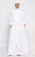 Abaya à col montant et fermeture éclair intégrale pour femmes musulmanes, robe longue islamique à manches longues avec poches