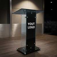 Pupitre de conférence créatif moderne en acrylique transparent pliable durable, couleur personnalisée, logo personnalisé, pour église, école, hôtel
