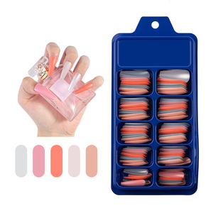 <strong>Blue</strong> Box Full Long <strong>Coffin</strong> ABS Almond <strong>Design</strong> Artificial <strong>Nail</strong> Tips 100pcs Press-on <strong>Nails</strong> for Fingers - Product Image 5