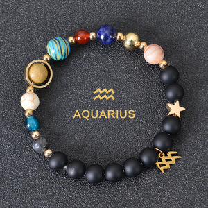 <span class=keywords><strong>Pulsera</strong></span> <span class=keywords><strong>de</strong></span> Zodiaco <span class=keywords><strong>de</strong></span> cuentas planetarias y mate negro natural para hombres y mujeres regalos ZU052 - Product Image 2