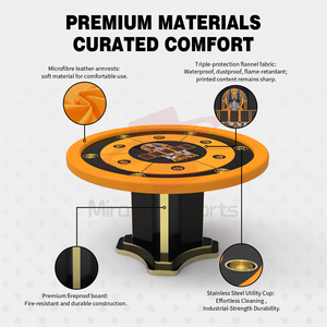 Miracle Gaming 52-Inch Sang Trọng Bằng Gỗ Hiện Đại Vòng 8-Người Chơi Poker Bảng Vải Chống Thấm Nước Hàng Đầu Cho Sòng Bạc Cờ Bạc Giải Trí - Product Image 4