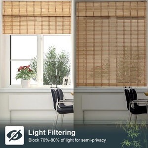 Natural <strong>Bamboo</strong> Material Light Filtering Smooth Roll up Manual Cordless <strong>Bamboo</strong> <strong>Blinds</strong> for <strong>Indoor</strong> - Product Image 2